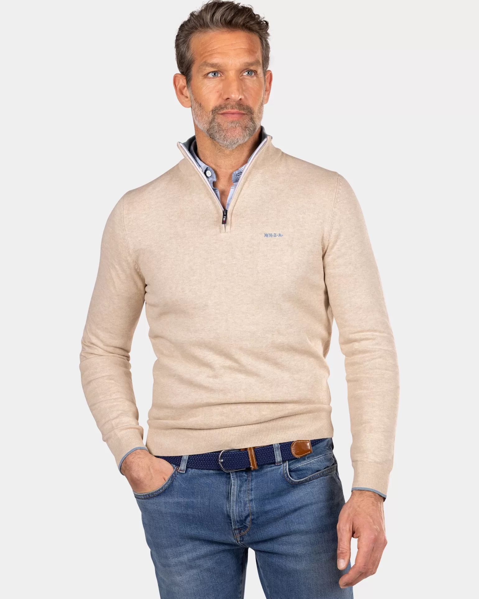 Beige Half Zip Pullover - | NZA New Zealand Aucklanc Fashion