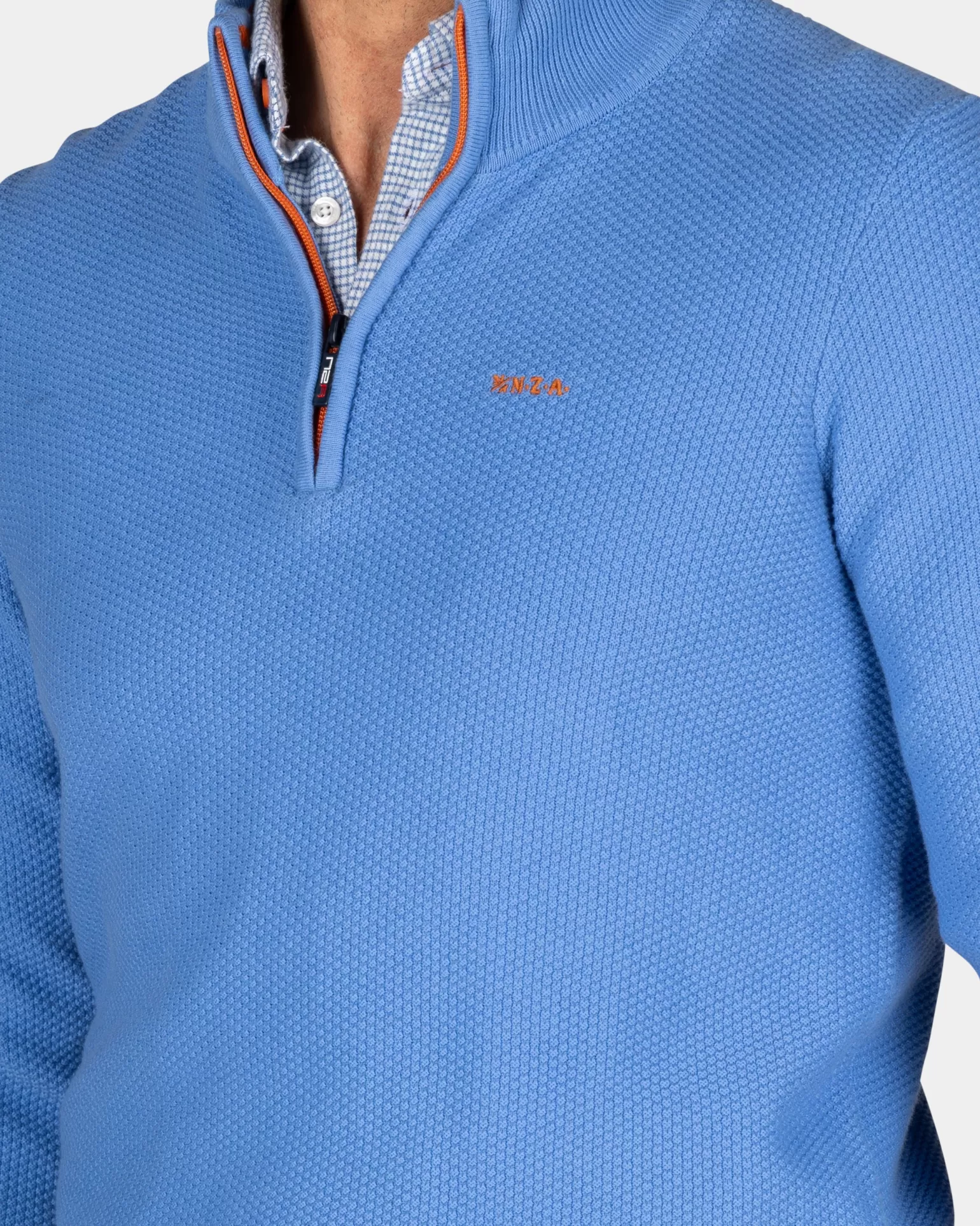 Blue Cotton Half-zip Sweater - | NZA New Zealand Aucklanc New