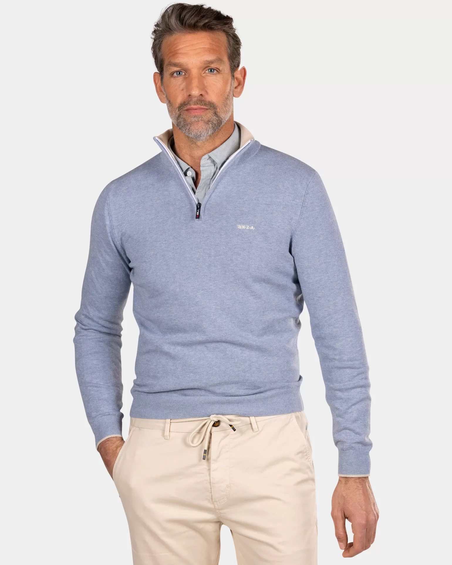 Blue Half Zip Pullover - | NZA New Zealand Aucklanc Cheap