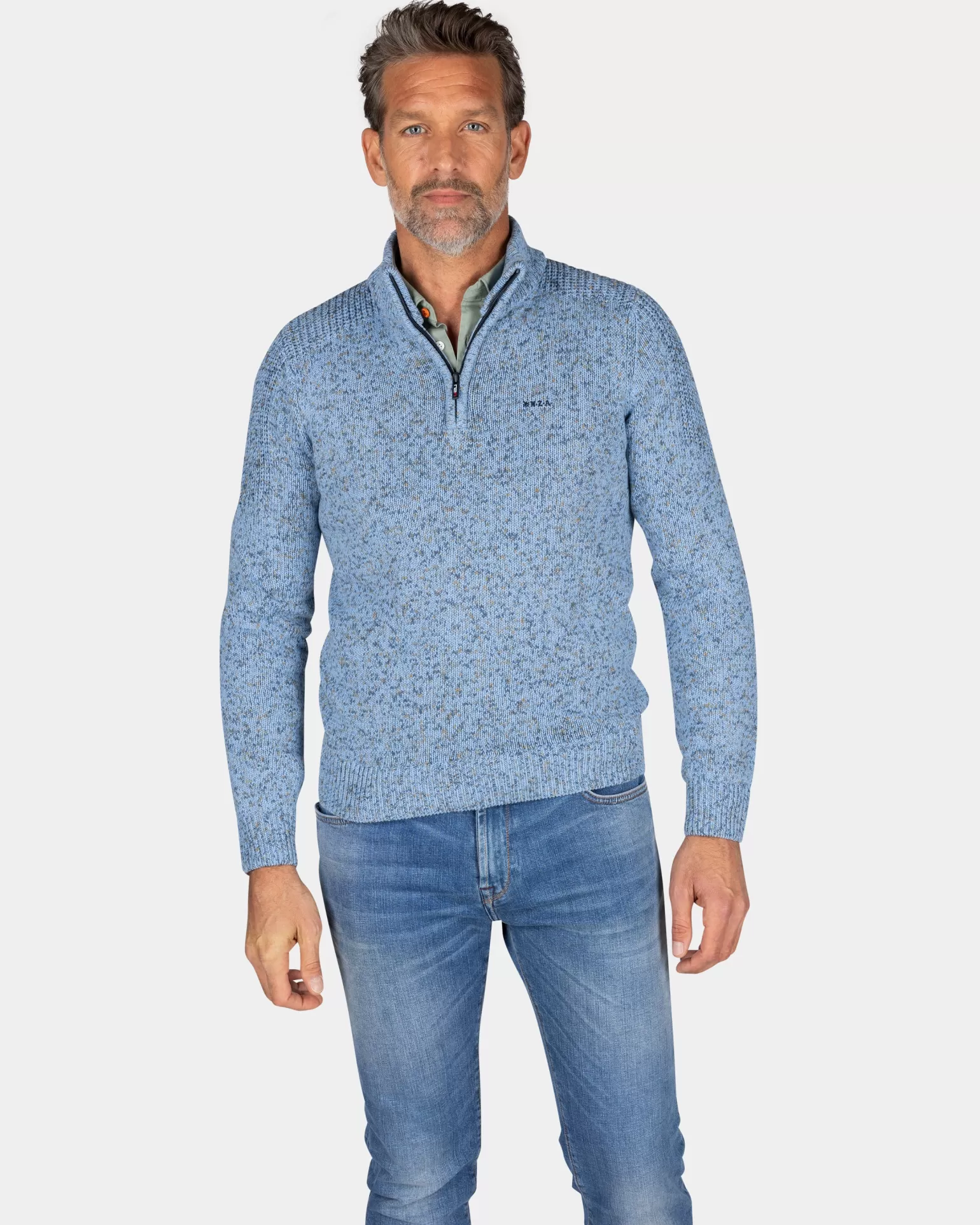 Blue Knitted Half-zip Sweater - | NZA New Zealand Aucklanc Cheap