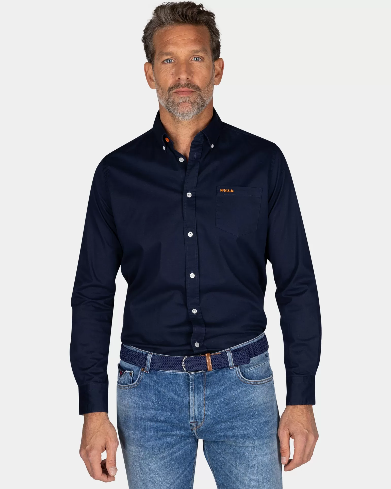 Dark Blue Cotton Shirt - | NZA New Zealand Aucklanc Flash Sale