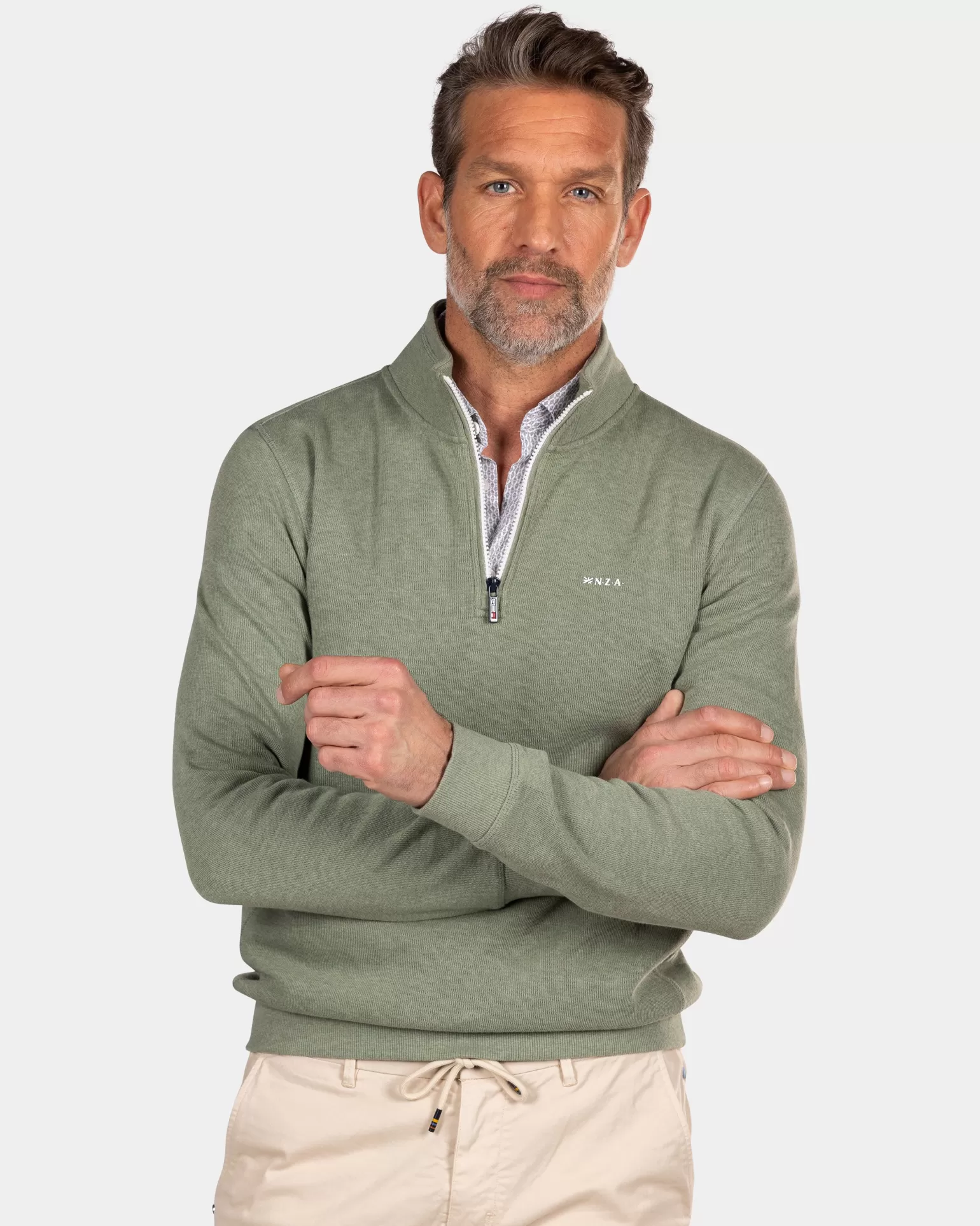 Green Half Zip Sweat - | NZA New Zealand Aucklanc Shop