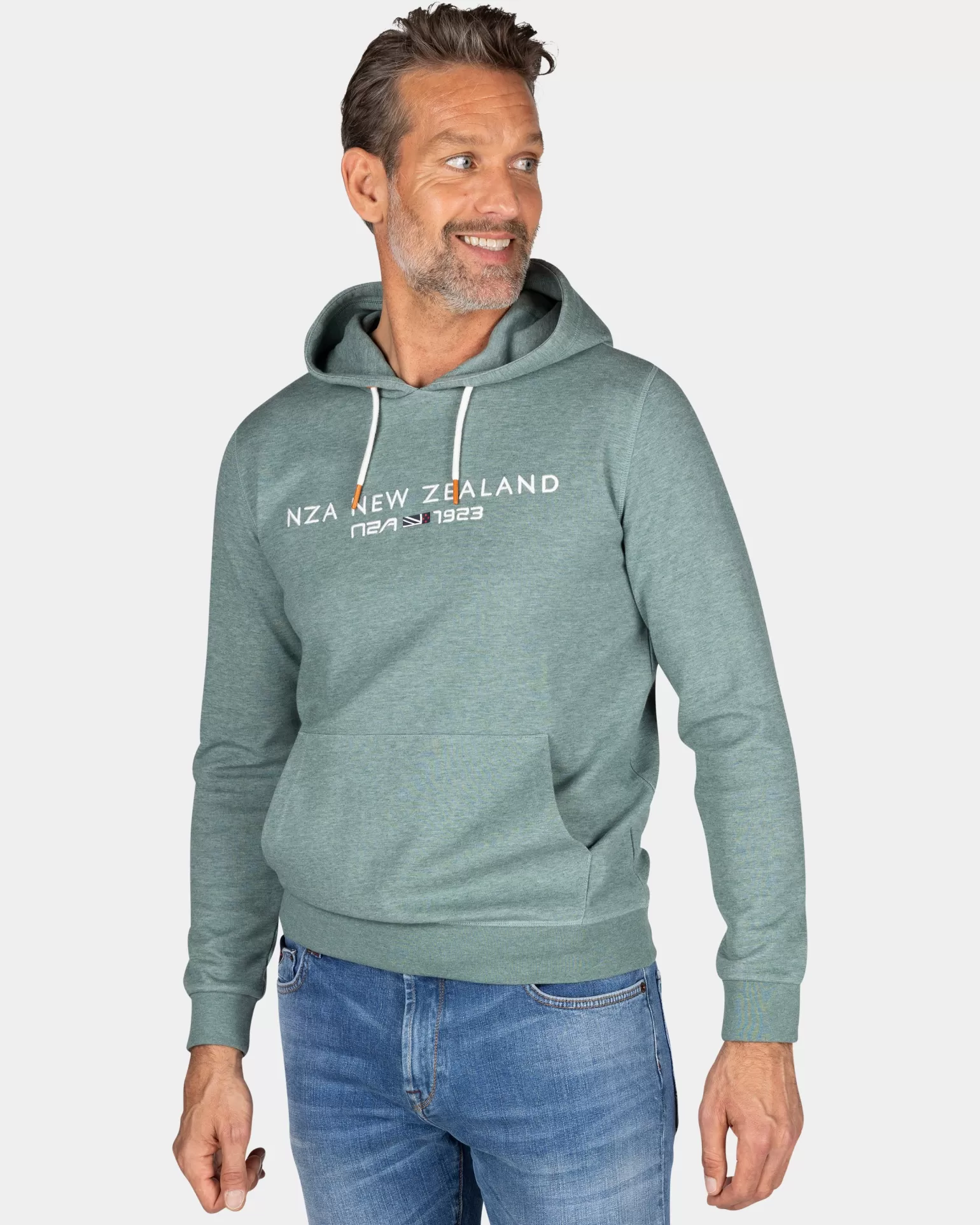 Green Hoodie With Chest Text - | NZA New Zealand Aucklanc Best Sale