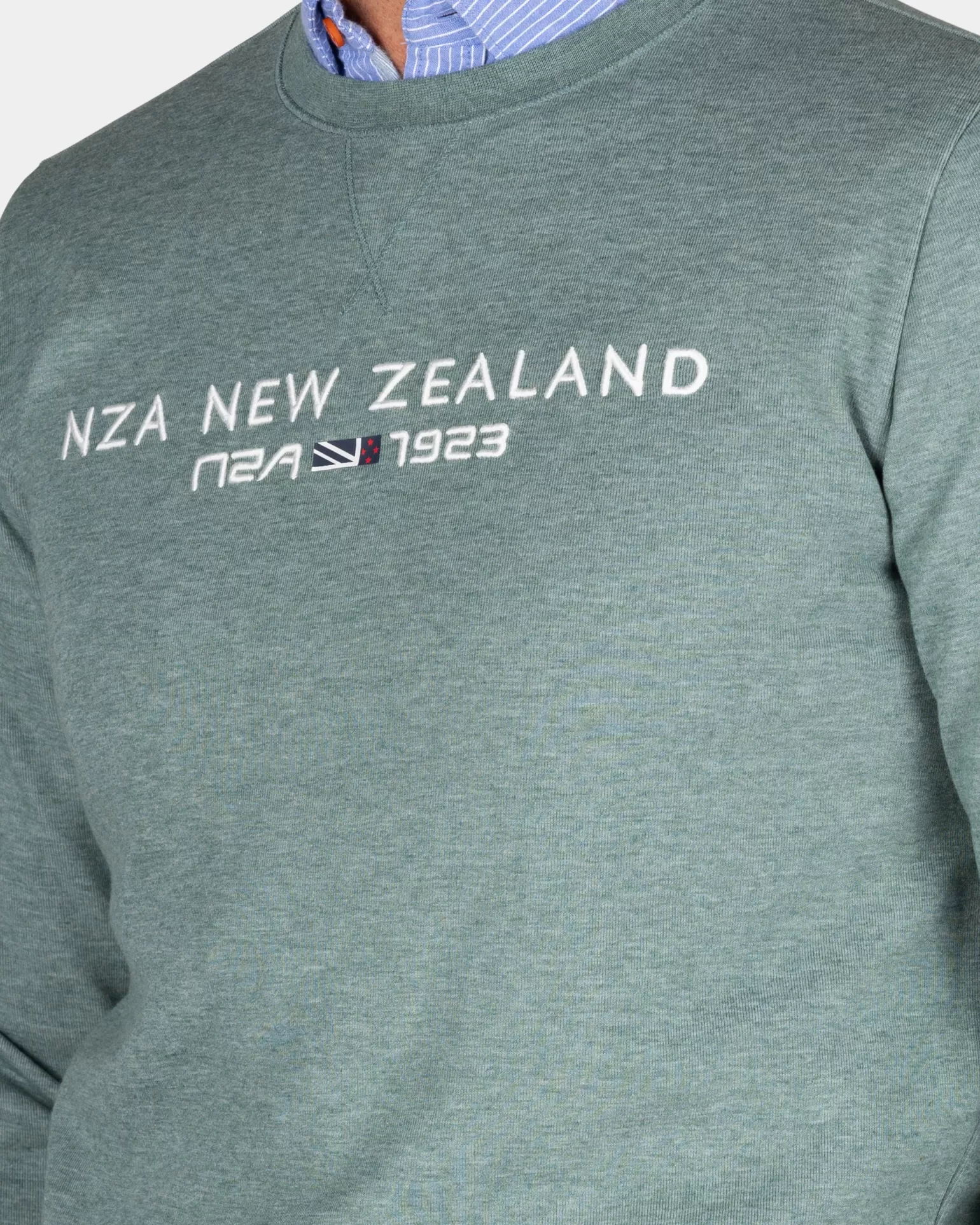 Green Sweater With Chest Text - | NZA New Zealand Aucklanc Cheap