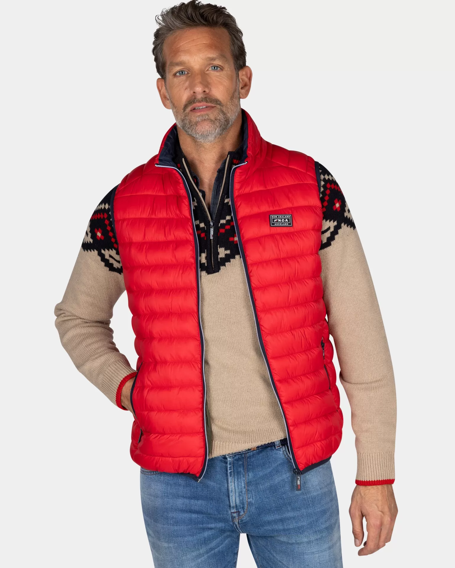 Red Padded Vest - | NZA New Zealand Aucklanc Sale